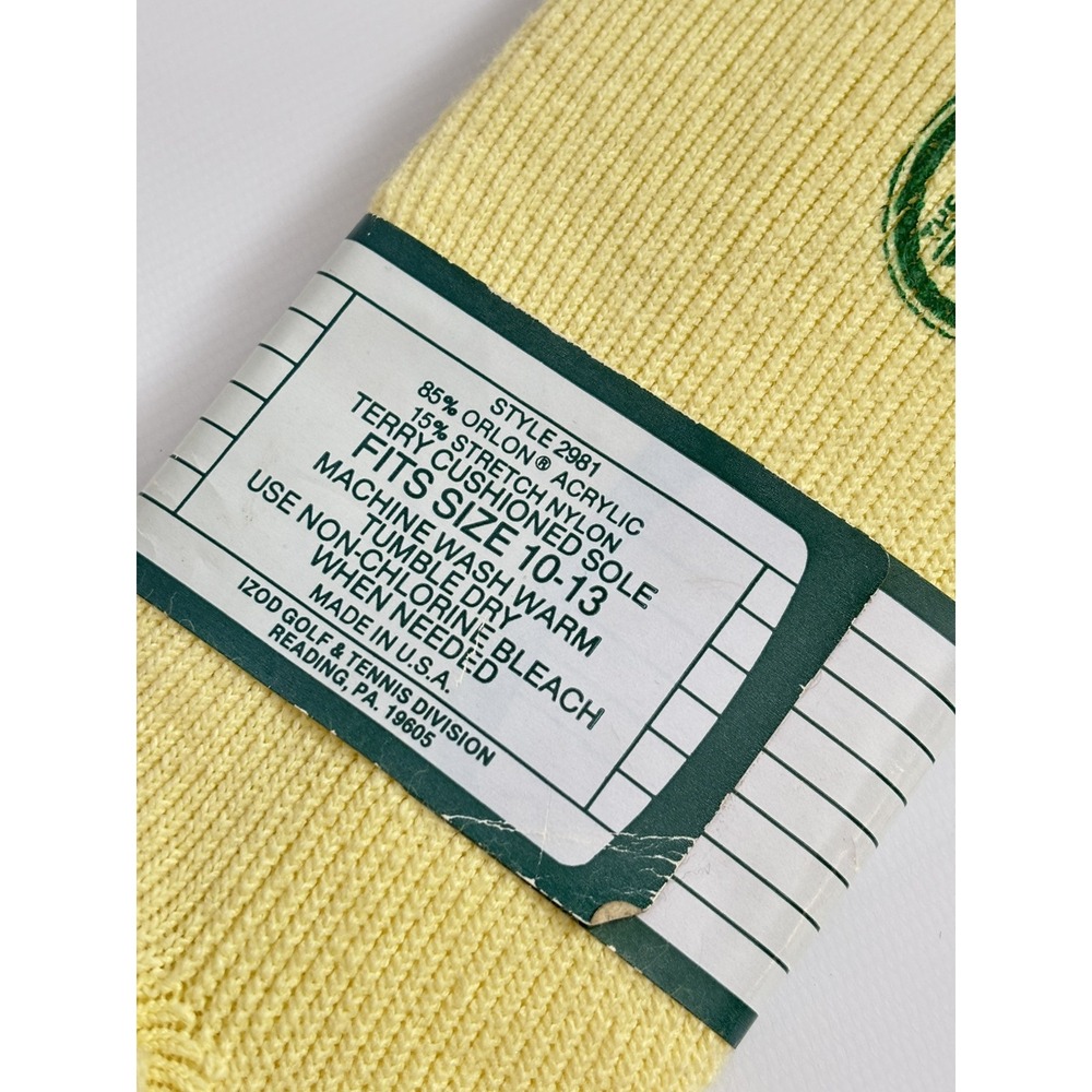 Vintage Izod Club Yellow Orlon Golf And Tennis Ladies Sun Sock Size‎ 10-13 - Picture 3 of 3